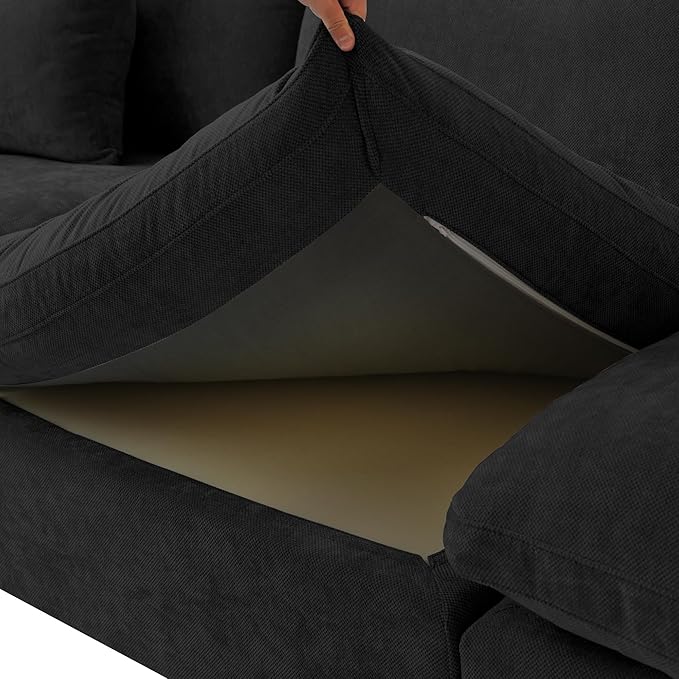 Modular Sectional Sofa Couch, 119.29" V Shaped Modular Couch with Storage Ottoman, Down Filled Convertible Sofa for Living Room, 6 Seat Wide Couches,Cushion Covers Removable,Black