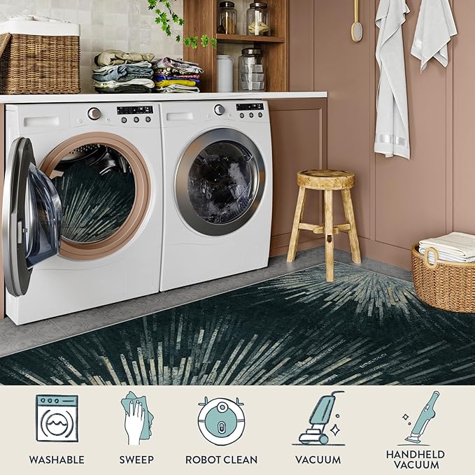 Lahome Washable 6 x 9 Area Rug, Non-Slip Stain Resistant Living Room Rugs Non-Slip Ultra-Thin Soft Bedroom Carpet, Modern Abstract Print Low-Profile Indoor Carpet for Dining Room Office