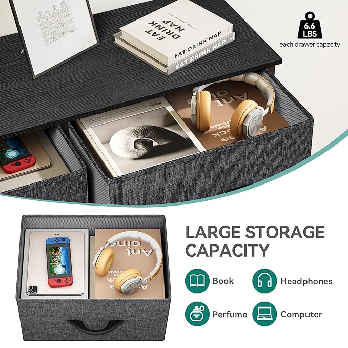 YITAHOME 8 Drawers Fabric Dresser - Storage Tower Unit Organizer Unit for Living Room & Closets - Sturdy Steel Frame & Easy Pull Fabric Bins