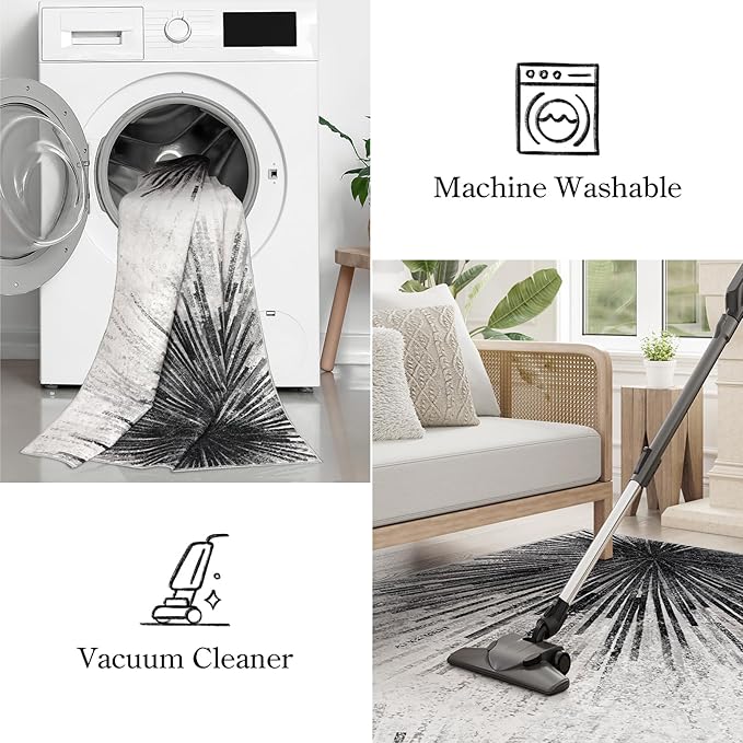 Lahome Modern Black Hallway Runner Rug - 2.5x8 Washable Kitchen Runner Rugs Non Skid, Abstract Print Ultra-Thin Non Slip Carpet for Entryway Laundry Room Foyer