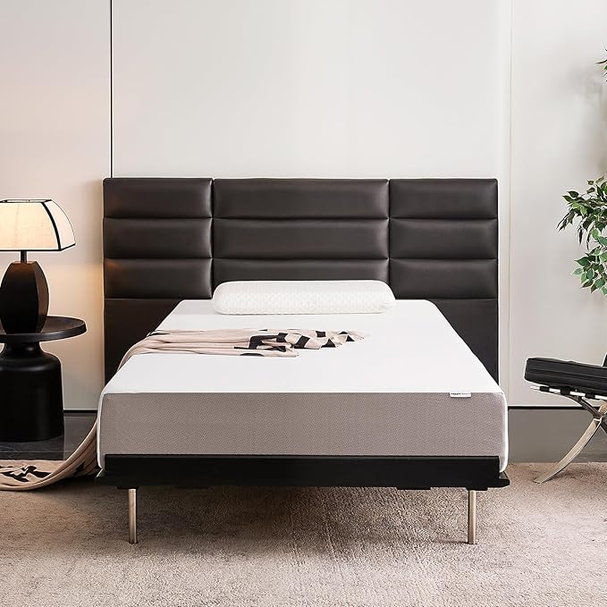 Amazon Basics Memory Foam Mattress, Medium Firm, 10 Inch, Twin, White/Grey