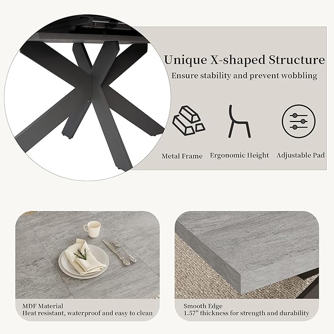 ZckyCine 7-Piece Expandable Dining Table Set, 51"-67" Modern Rectangular Table with 6 Faux Leather Chairs – Space-Saving Kitchen Set for 6, Ideal for Family Meals & Entertaining