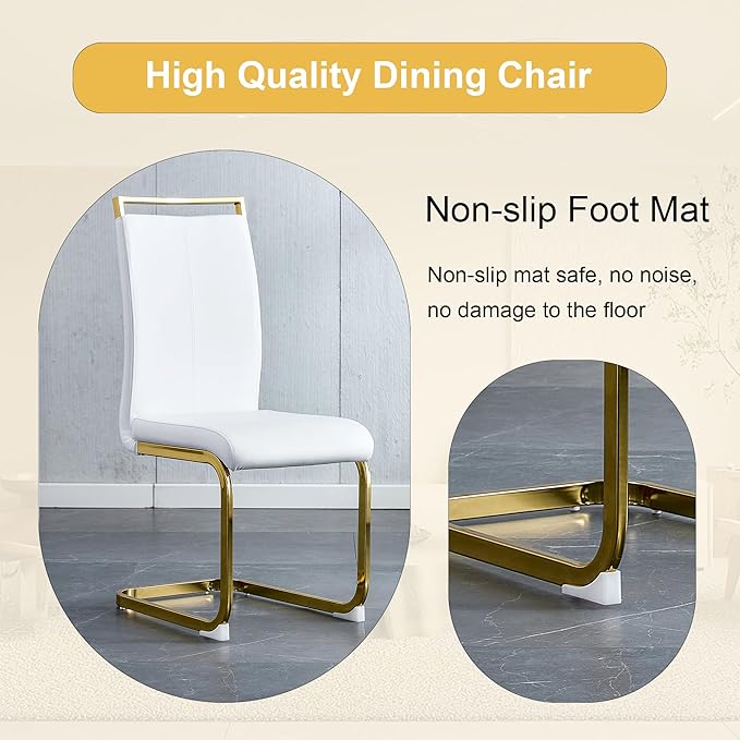 JUFU Dining Table Set for 10, 79'' Dining Table for 8-10 People with Faux Marble Tabletop and Sturdy Leg, White Rectangle Kitchen & Dining Room Sets with 1162-White PU Chairs, Perfect for Kitchen