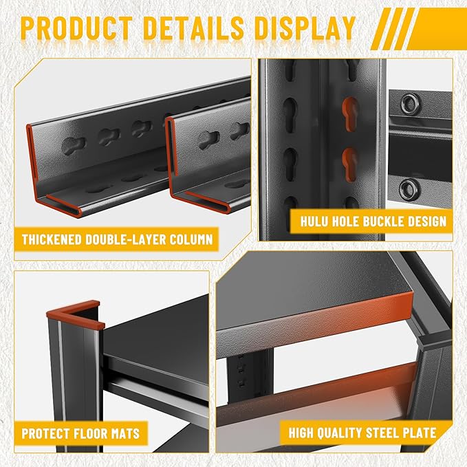 6-Tier Heavy Duty Shelves 3000lb Capacity, Adjustable Metal Garage Storage Rack for Basement Warehouse, Easy Assembly, Size 47.2W x 23.6D x 82H