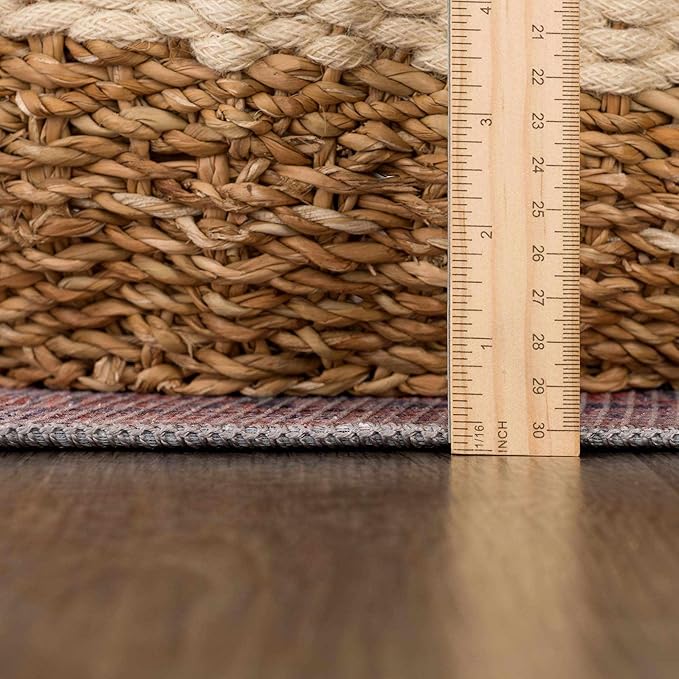 BoutiqueRugs Taber Farmhouse Runner Rug - Machine Washable - Blue, Burnt Orange, Pale Blue - 2'7" x 12' Runner