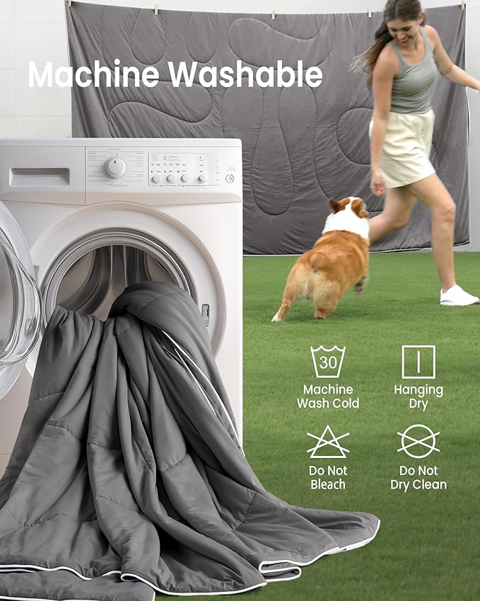 Cooling Comforter King Size, Breathable Blanket for Hot Sleepers & Night Sweats, Q-Max>0.46 Tech, Summer Lightweight & Skin-Friendly Bedding,106"x97", Grey