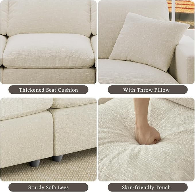 Modular Sectional Sofa Couch for Living Room, Convertible Upholstered Comfy Couches Deep Seat Sofa | Removable & Washable Cushion Covers, Filled with Down Cotton | Free Combination Sleeper Sofa Bed