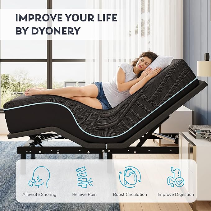 Twin XL Adjustable Bed Base Frame with 14 Inch Cooling Copper Memory Foam Mattress, Wireless Remote & Head and Foot Incline, Zero Gravity, CertiPUR-US Certified & Fiberglass Free, 80" × 38"