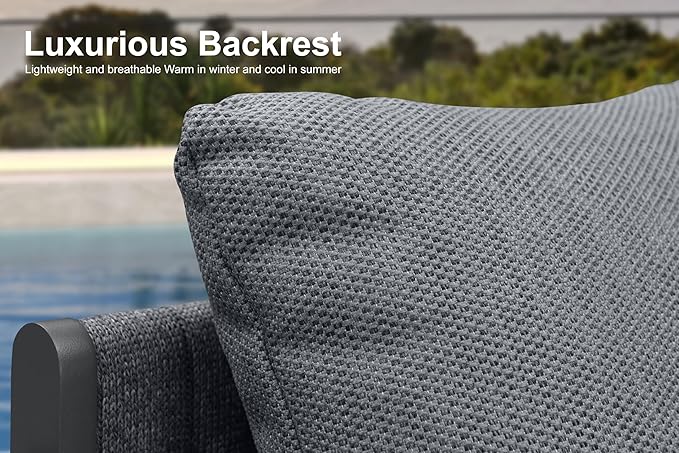 PURPLE LEAF 13 Pieces Outdoor Patio Dining Set Modern Extra Large Weather-Resistant Table and Aluminum Chairs with Olefin Fabric Cushions for Family Dinners Indoor Decor Kitchen Grey