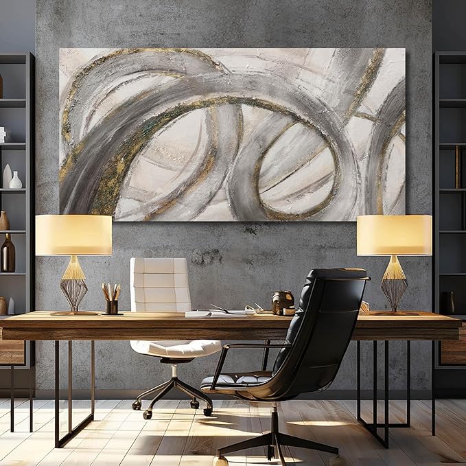 VAYIMDH Canvas Wall Art for Living Room Large Graffiti Wall Decor Grey and Beige Picture Painting for Home Office Bedroom 29"x 58" Ready to Hang