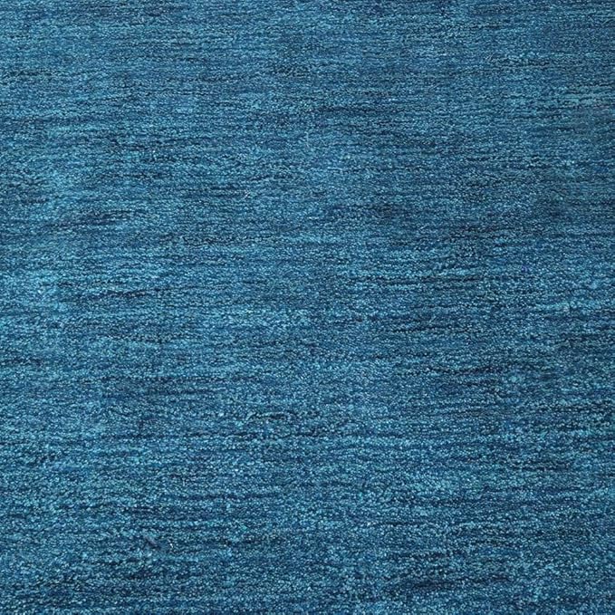 Hand Knotted Loom Wool ECO-Friendly Area Rugs - 2'6''x6', Runner, Blue Color, Solid Plain Design, High Pile Thick Handmade Anti Skid Area Rugs for Living Room, Bed Room (L00111)
