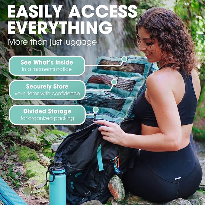 Pack Gear Hanging Suitcase Organizer - Our XL Hanging Luggage Organizer Perfectly Fits Any Suitcase - Our Packing Cubes for Travel Use Mesh Windows to Make Finding Any Outfit Easy (Green, XL)