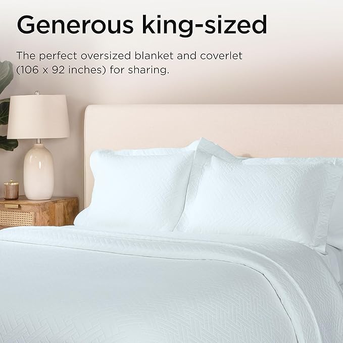 Threadmill Luxury Cotton Blankets for Twin Size Bed | All-Season 100% Cotton Twin Blanket for Bed | Criss Cross Jacquard Lightweight, Soft & Cozy Coverlet, 350GSM, 68 x 90 inches | Light Blue