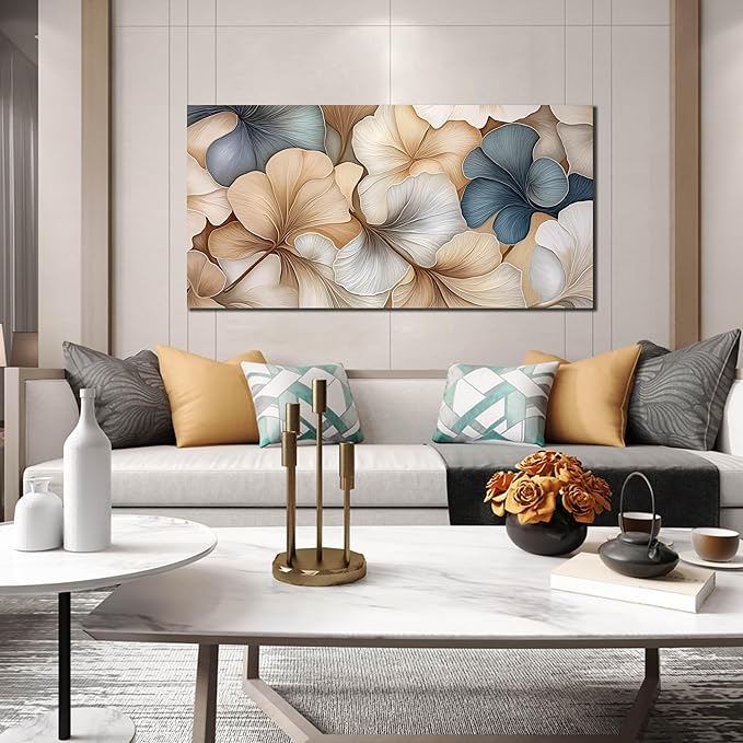 AOZEMI Botanical Wall Art Prints flowers Canvas Leaf Artwork Pictures for Living Room Bathroom Kitchen Decor 24x48 Decorative Wall Art Stylish