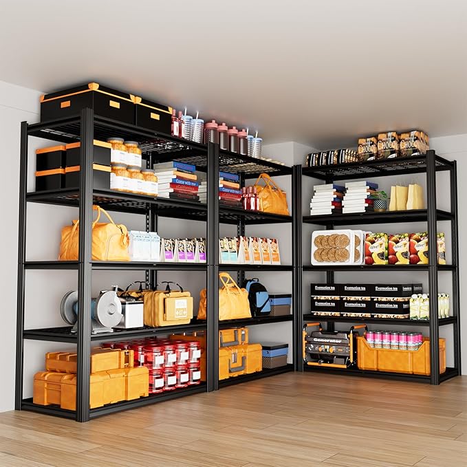 Garage Shelving, Storage Shelves Heavy Duty 2800 LBS Capacity, 5 Tier Adjustable Metal Organizer Wire Rack, 48" L x 24" W x 72" H Utility Shelf Unit for Kitchen Pantry