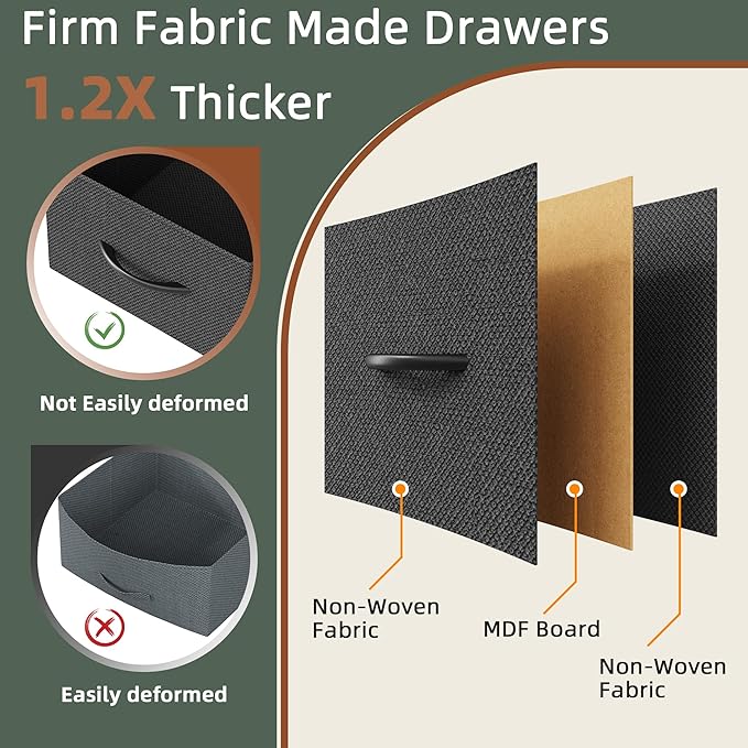 3 Drawer File Cabinet with Charging Station, 3-Tier Tall Filing Cabinet for Home Office, 11''*16'' for Small Printer, Fabric Drawer Fits A4/Letter, Printer Stand 45''H, Black