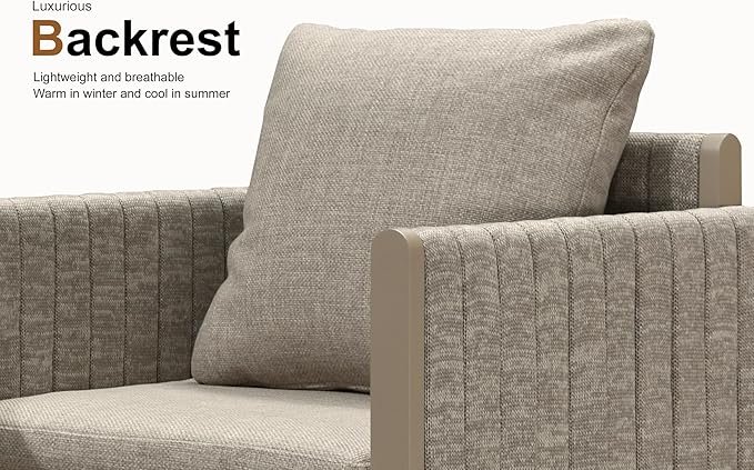 PURPLE LEAF 5 Pieces Patio Dining Set All-Weather Modern Outdoor Rectangular Aluminum Dining Table and Chairs Outdoor Furniture with Olefin Cushions Pillows for Garden Backyard Kitchen Beige