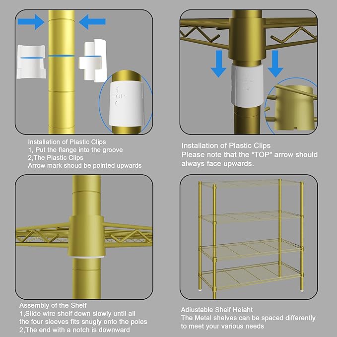 Xiofio 6 Tiers Heavy Duty Clothes Rack, Metal Clothing Rack,Clothing Storage Organizer,Garment Rack with Basket,Hanging Adjustable Garment Rack,65.0" L x 15.7" W x 76.0" H,Max Load 800LBS,Gold
