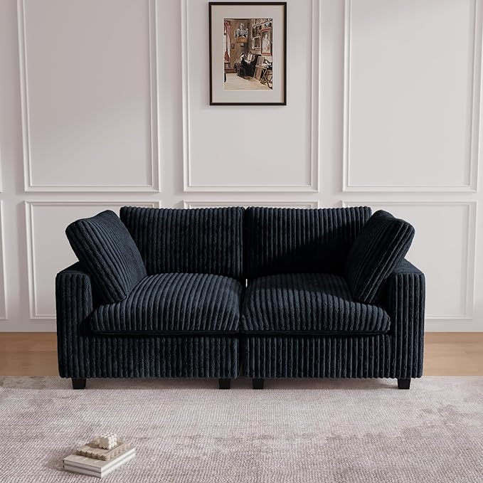 JACH 78" Deep Seat Sectional Couches, Convertable Modular Sleeper Sofa for Living Room, Love Seat Couch, Sofa Covers Washable, Modular Sectional Sofas for Living Room, Apartment, Black