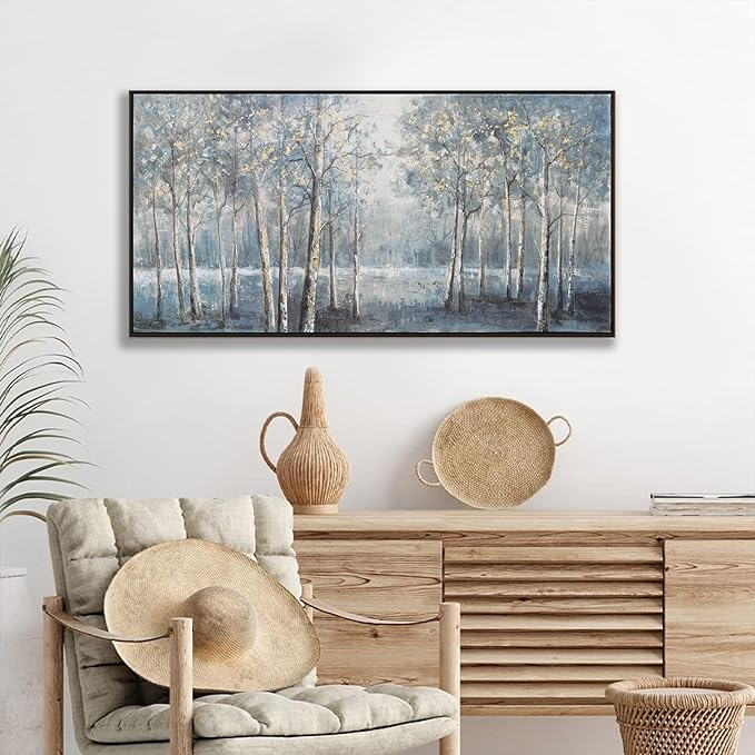 Dark color system Trees Canvas Wall Art Decor Modern Framed Wall Decorations Large Home Decor Wall Art Prints Forest Landscape 24"×48" Pictures for Room Wall Bedroom Office Decor