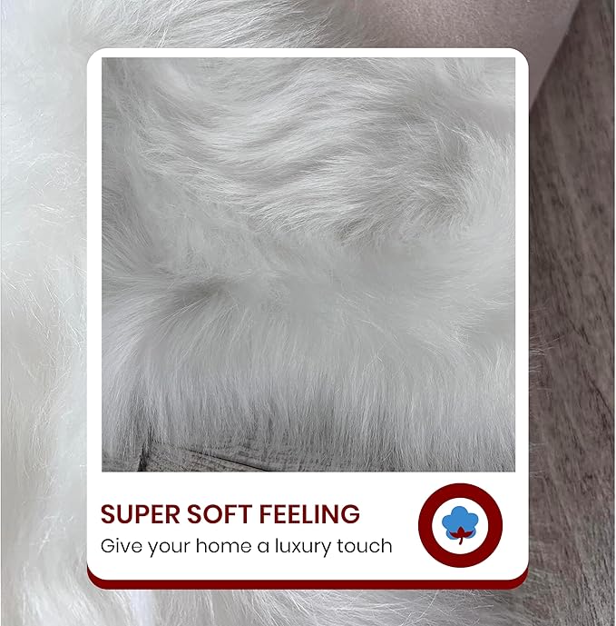 Free Shape Luxury Soft Fluffy Shag Area Rug Triple Side by Side 3'x6', 90x180cm - Vegan Fur Ultra Soft Indoor Carpet Nursery Rugs for Bedroom Home Decor, White