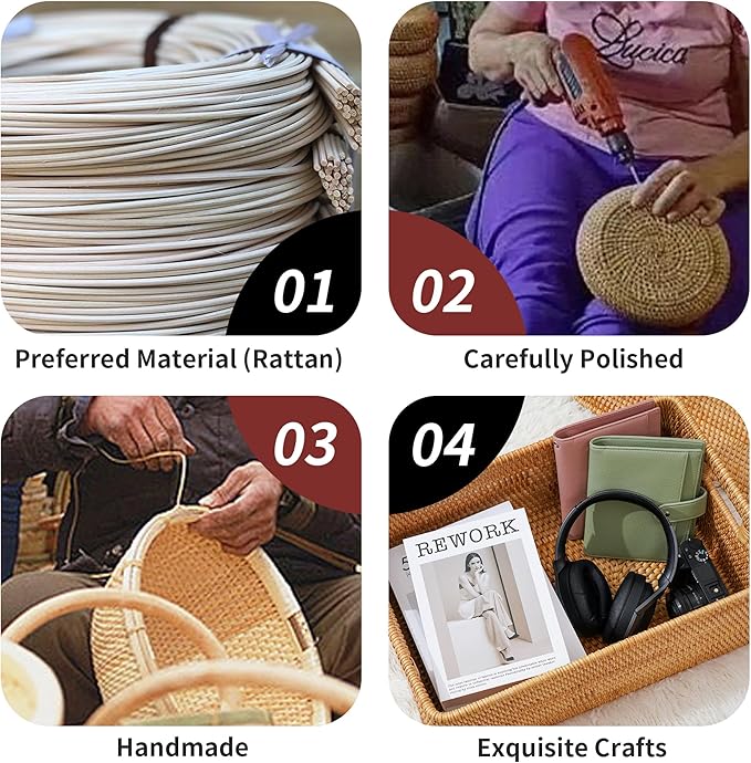 Rattan Basket With Lid,Large Storage Basket Lidded,Rattan Box For Shelf (14.2" L×10.2"W×9.4"H)