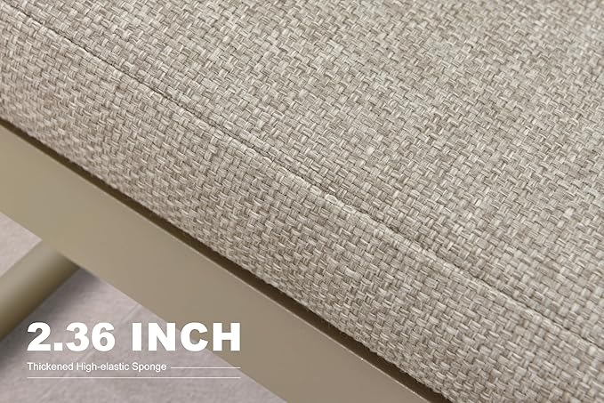 PURPLE LEAF 7 Pieces Patio Conversation Set Outdoor Rectangular Aluminum Dining Table and Chairs with Olefin Cushions Pillows for Garden Backyard Indoor Decor Kitchen Beige