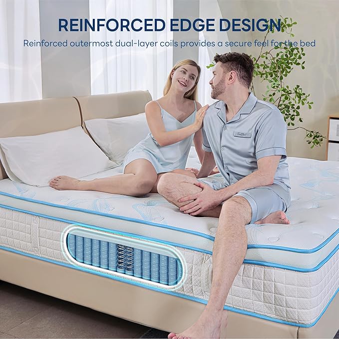 LIKIMIO 12 Inch Twin Size Hybrid Mattress, Made in USA, Mattress in a Box, Gel Memory Foam with Cooling Tech, Pocket Springs with Edge Support, Motion Isolation, Medium Feel, Oeko-TEX, CertiPUR-US