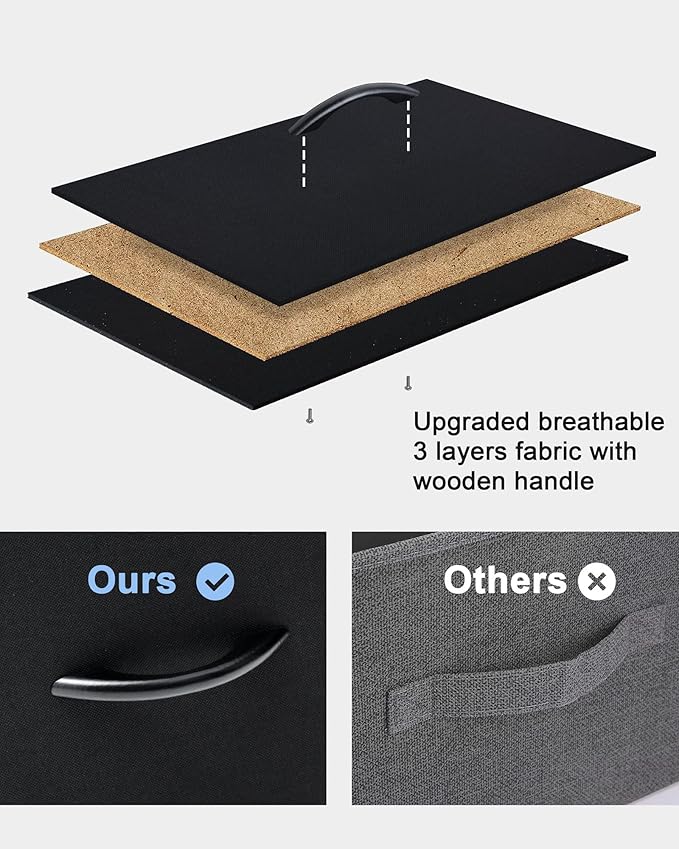 Crestlive Products Vertical Dresser Storage Tower - Sturdy Steel Frame, Wood Top, Easy Pull Fabric Bins - Organizer Unit for Bedroom, Entryway, Closets - 6 Drawers (Black)