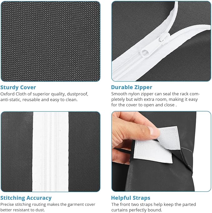 VIPEK V30C Coverd Clothes Rack, Heavy Duty Clothing Rack with Oxford Fabric Cover, Portable Closet with Adjustable Shelves & Hang Rods, Freestanding Wardrobe Metal Closet Rack for Hanging Clothes