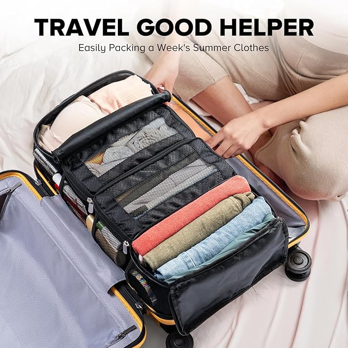 Suitcase Organizer, Travel Luggage Organizer Hanging Shelves Packing Cube Closet/Collapsible Portable Travel Organizer for Carry-on