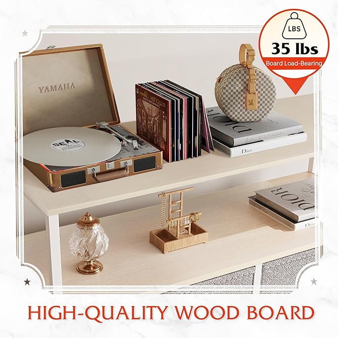 WLIVE Fabric Dresser for Bedroom with Open Shelves, Tall Dresser with 8 Drawers, Storage Tower with Fabric Bins, Chest of Drawers for Closet, Living Room, Hallway, Light Gray