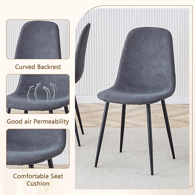 Ebullient Marble Dining Table Set for 10, 79'' Black Kitchen Table Set for 10, 3.5'' Thick Wooden Top with Rectangle Heavy Duty Legs, Modern Dining Table and Upholstered Chairs set of 10, Marble Grain