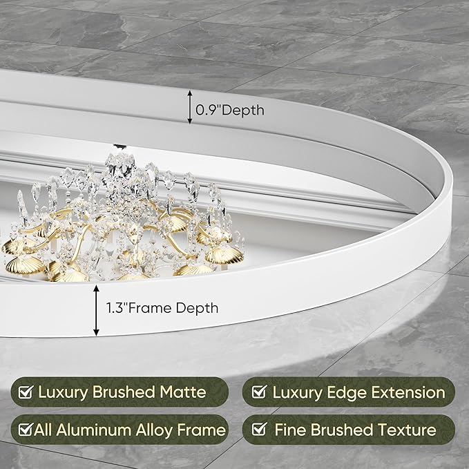 Suidia 24" x 36" Bathroom Mirror, Bathroom Vanity Mirror Metal Framed, Wall-Mounted Mirrors for Bedroom, Living Room, Entryway, Hallway, White, Arch Style