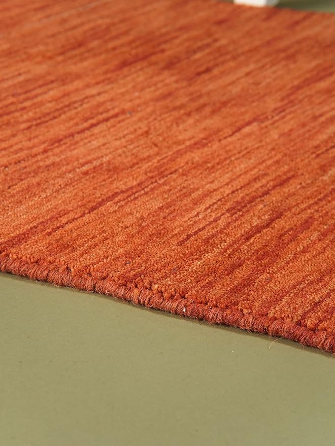Hand Knotted Loom Wool ECO-Friendly Area Rugs - 2'6"x8', Runner, Light Red Color, Solid Plain Design, High Pile Handmade Anti Skid Area Rugs for Living Room, Bed Room (L00111)