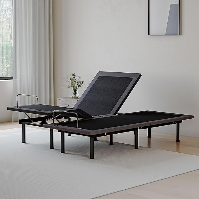 Split King Adjustable Bed Base Frame,Electric Bed with Head and Foot Incline, Soft Cover & Zero Gravity & Wireless Remote with Backlight, 80"×76"×12",Black