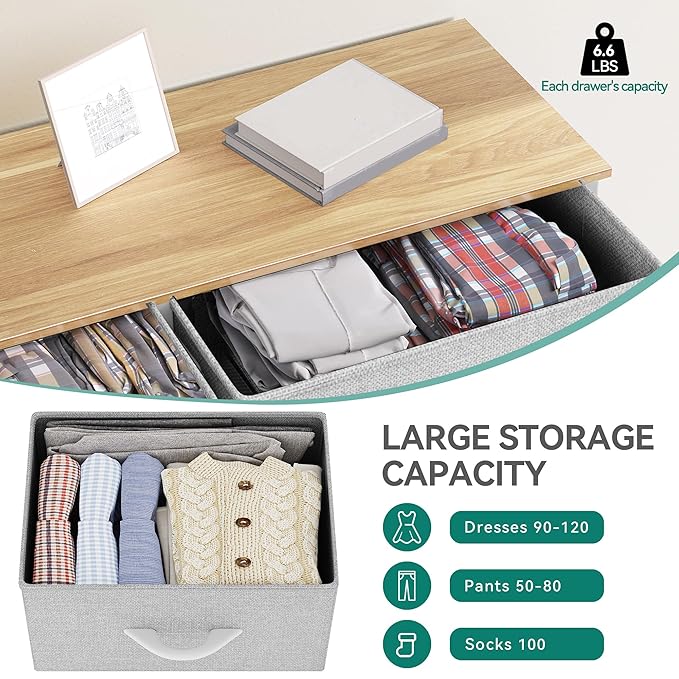 YITAHOME Dresser for Bedroom, Fabric 8 Drawers, Tall Dresser with Fabric Bins, Storage Tower Unit, Chest of Drawers for Living Room, Hallway, Closets