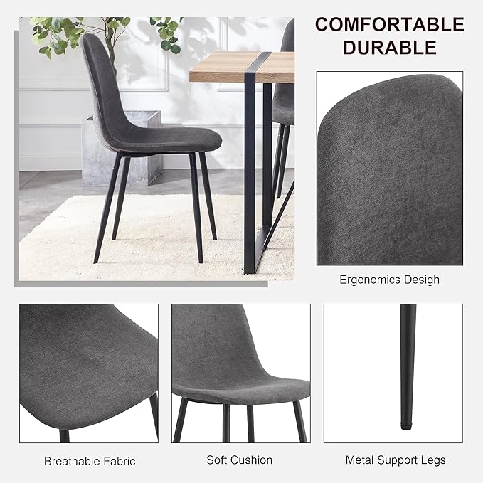 Dining Table Set for 4,Modern Rectangle Wood Dining Table and Fabric Dining Chairs 4, 5 Piece Kitchen Table and Chairs for 4 Small Space,Apartment