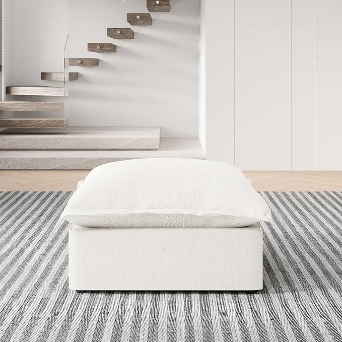 Ottoman,Down Fill Comfort Footrest,L Shape U Shape Cloud Modular Sectional Sofa for Living Room,Apartment,Office,Cream White