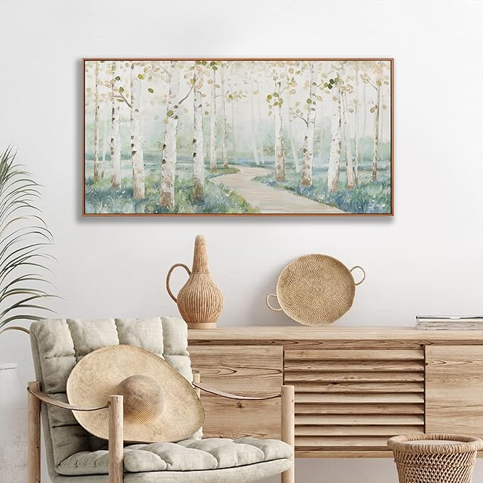 Framed Wall Art Decor Home Decor Wall Art Prints Colorful Forest Path Modern Natural Landscape Wall Art Canvas Decorations for Living Room Wall Bedroom Kitchen Office Decor 20×40 in