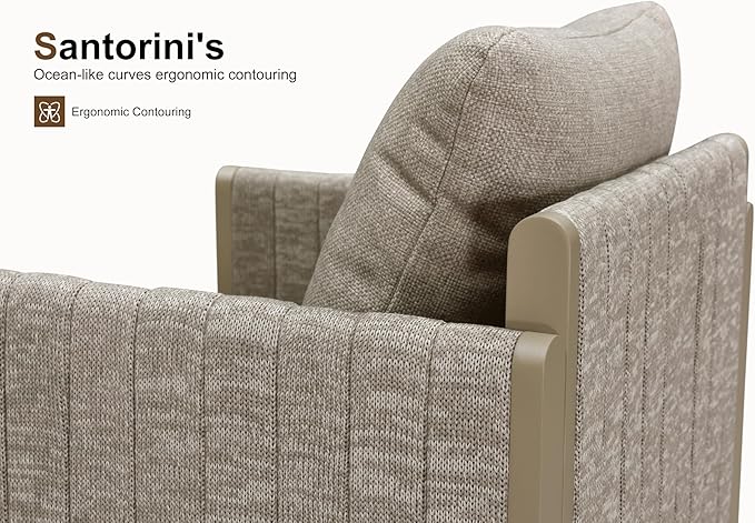 PURPLE LEAF 15 Pieces Outdoor Dining Table Set Modern Extra Large Weather-Resistant Conversation Set Pillows Included for Outdoor Garden Beige