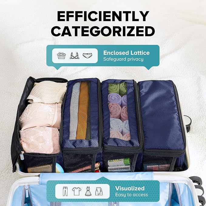 Suitcase Organizer, Travel Luggage Organizer Hanging Shelves Packing Cube Closet/Collapsible Portable Travel Organizer for Carry-on