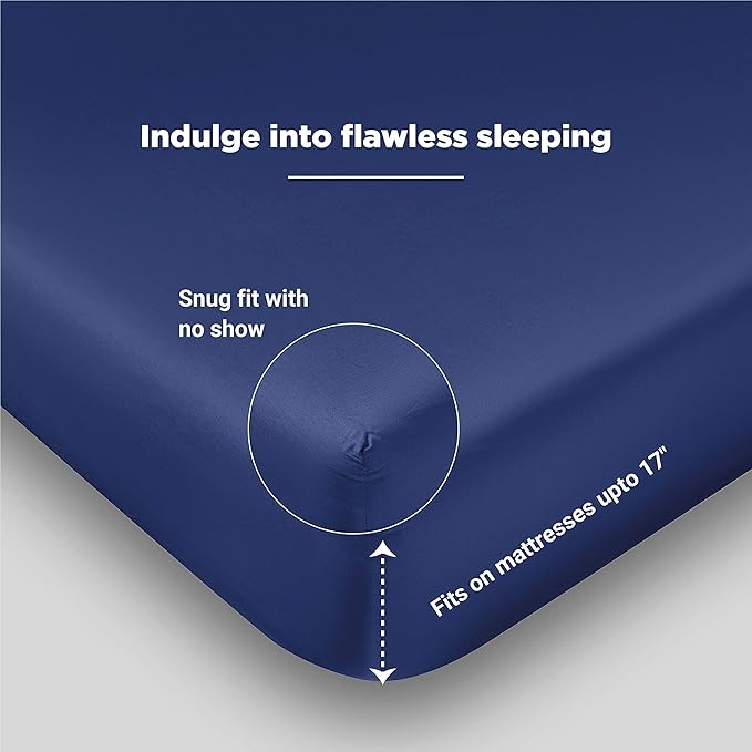 FABDREAMS 100% Organic Cotton California King Sheet Set| 400 Thread Count|Luxury Hotel Collection|GOTS Certified Long Staple Cotton|Elasticised 17" Deep Pockets|Smoother than Egyptian Cotton|Dark Blue