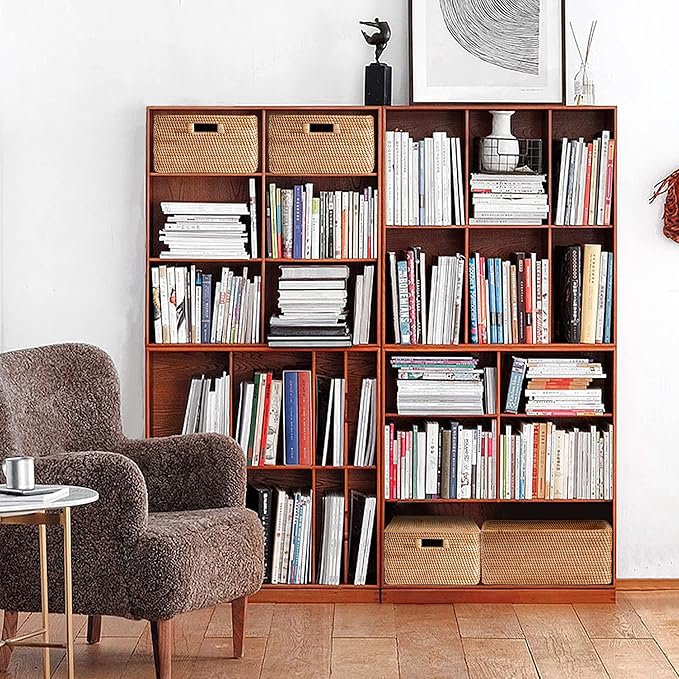 Rattan Basket With Lid, Large Lidded Basket For Storage(14.17" L×10.24"W×9.45"H)