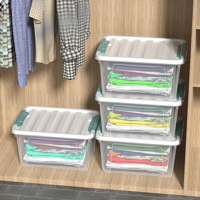 Zopnny 20 Quart Clear Latching Container Box, Plastic Storage Bin with Latching Lid, 6 Packs