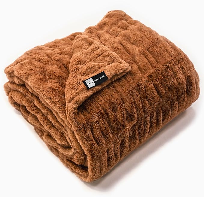 Minky Designs Copper Minky Blanket – Ultra Soft Faux Fur Throw Blanket for Couch, Bed & Home – Fluffy, Warm & Luxurious – Chic Collection (X-Large, 60x84)