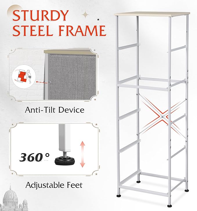 WLIVE Fabric Dresser, 5-Drawer Tall Dresser for Bedroom, Storage Dresser Organizer with Fabric Bins, Wood Top, Sturdy Steel Frame, Chest of Drawers for Closet, Hallway, Light Grey