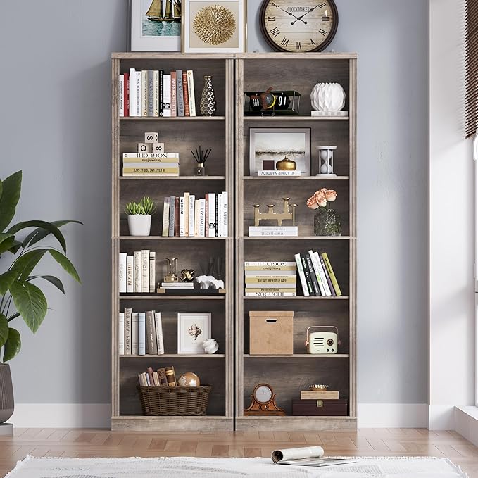 75" Tall Bookshelf, 6-Tier Floor Standing Bookcase with Adjustable Shelves, 24" Wide Open Storage Shelf, Modern Display Organizer for Home Office, Living Room, Bedroom, Study