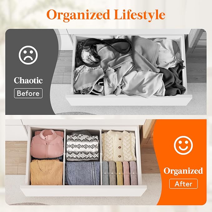 Lifewit 8 Pack Deep Drawer Dividers 8" High, 13.8-22.5" Adjustable Dresser Drawer Divider, Plastic Drawer Organizer for Clothes, Tall Drawers Separators for Dresser, Kitchen, Bedroom, Bathroom, Office