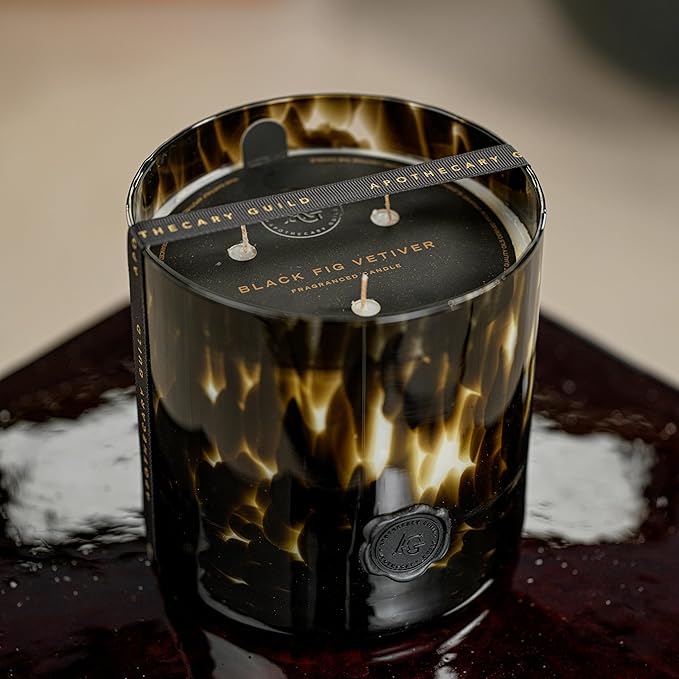 Apothecary Guild Scented Opal Glass Jar Candle- Black Fig Vetiver - 50 oz/3-Wick